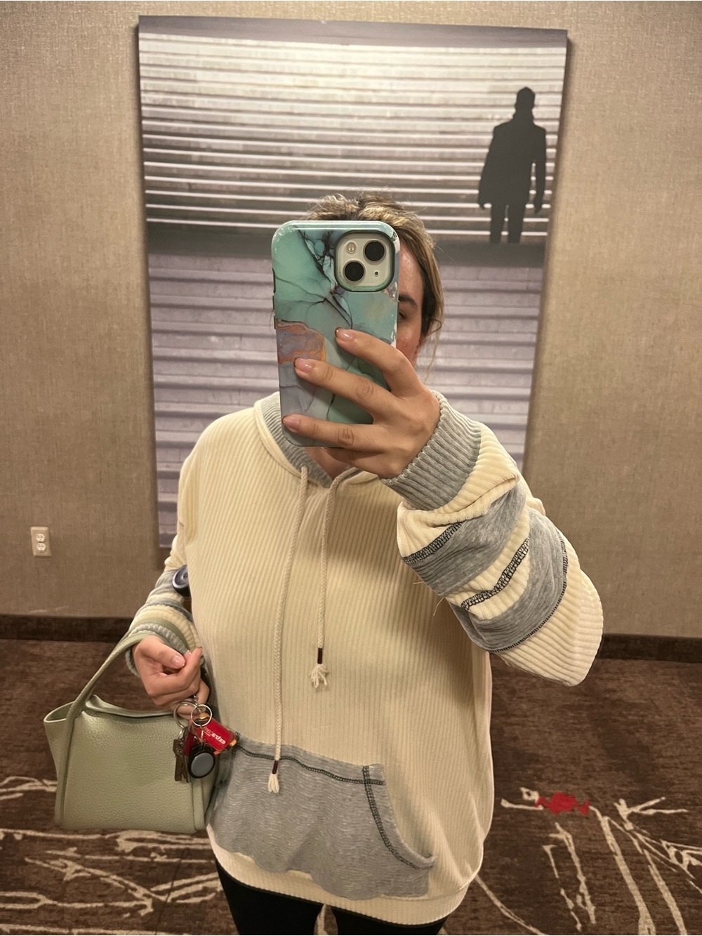 Roolee Cream and Gray Cozy Two-Tone Hoodie